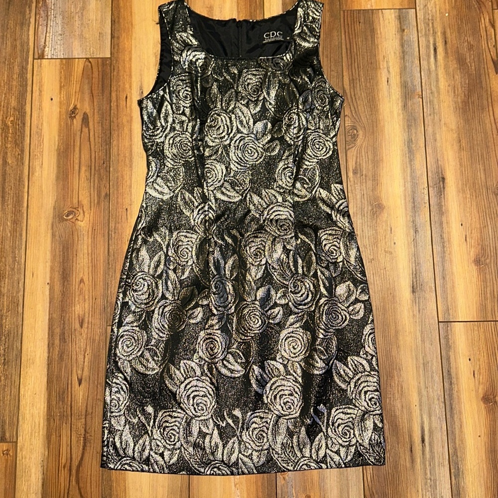 Caren Desiree Company size 4 black with silver shimmering flowers